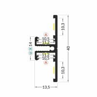 1m LED juostos profilio BACK10, neanoduotas aliuminis