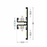 1m LED juostos profilio BACK10, neanoduotas aliuminis