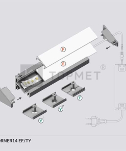 LED juostos profilis TOPMET CORNER14 montavimas