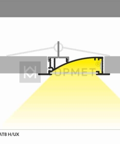 1m LED juostos profilio FLAT8 montavimo diagrama