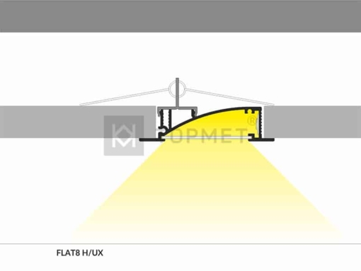 1m LED juostos profilio FLAT8 montavimo diagrama
