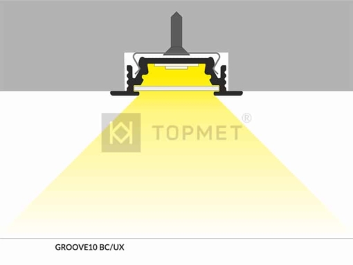 LED juostos profilis GROOVE10, montavimas
