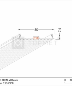 LED juostos profilio dangtelis difuzorius C10 OPAL