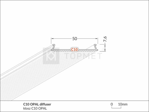 LED juostos profilio dangtelis difuzorius C10 OPAL