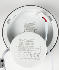 Apvali paviršinė LED panelė V-TAC su chromo spalvos rėmeliu 6W-18W