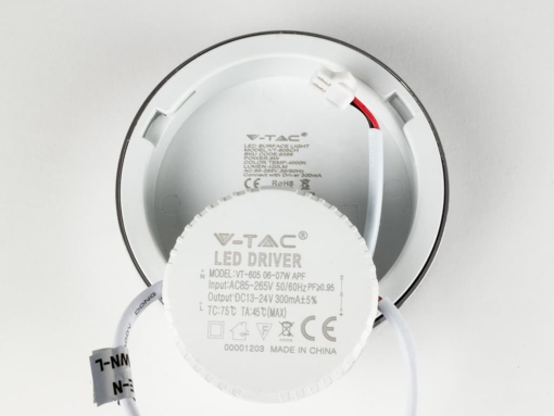 Apvali paviršinė LED panelė V-TAC su chromo spalvos rėmeliu 6W-18W