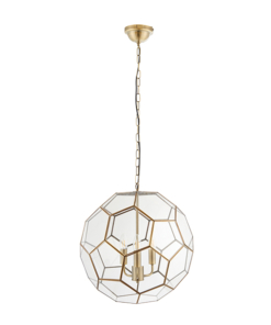 Pakabinamas trijų lempų šviestuvas su geometrinių formų gaubtu Endon MIELE