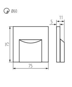 Kvadratinis šviestuvas laiptams apšviesti Kanlux ERINUS